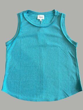 Andrée By Unit Womens Turquoise Waffle Knit Sleeveless Top Size M Polyester Blen